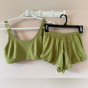 Matching shirt and sports bra set